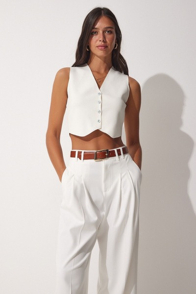 BE CHİC V-Neck Thin Knitwear Summer Vest - Women's RY1200