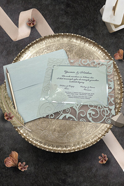 Cem Davetiye Düğün Nişan Nikah Kına Davetiyesi 919(100 ADET) Baskı Dahil