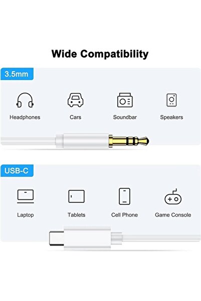 Favors Type-c To 3.5 mm Aux Audio Kablo Araç İçi Uyumlu Aux Kablosu Araç İçi Dönüştürücü