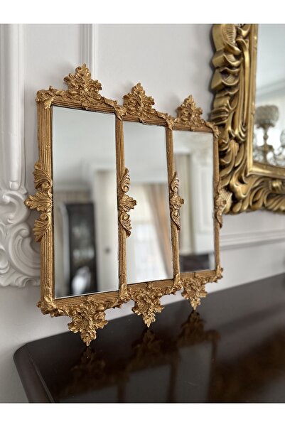 busraconcept Gold 3 lü dekoratif duvar aynası