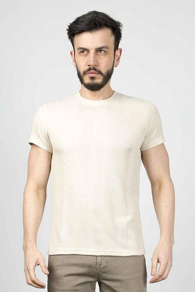 Cazador Ανδρικό T-Shirt 4177 - B.neck and Sleeve, Beige
