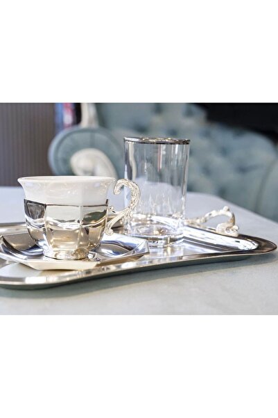 Bakır Concept Gümüş Kaplama Fincan Seti Köşeli Model