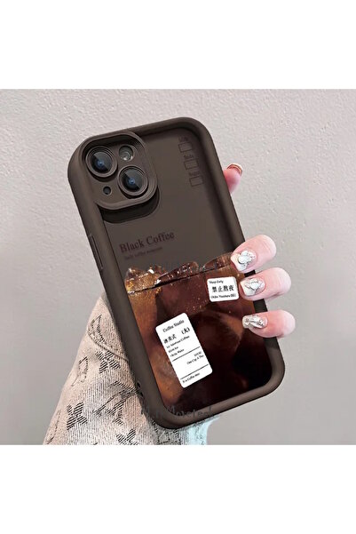 m.tk moveteck İphone 15 Kılıf Yumuşak Renkli Lansman Silikon Coffe Desenli 3d Çıkıntılı Kenarlı Korumalı