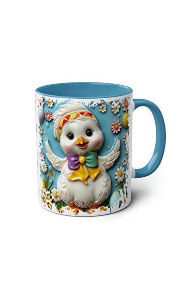 DUBLEMETRE Süslü Ördek Yavrusu Temalı Baskılı Kupa Bardak