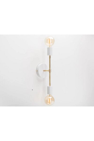 RİOLİGHT Retro, Vintage, Rustic White 2Xe27 Metal Mirror Top Wall Sconce