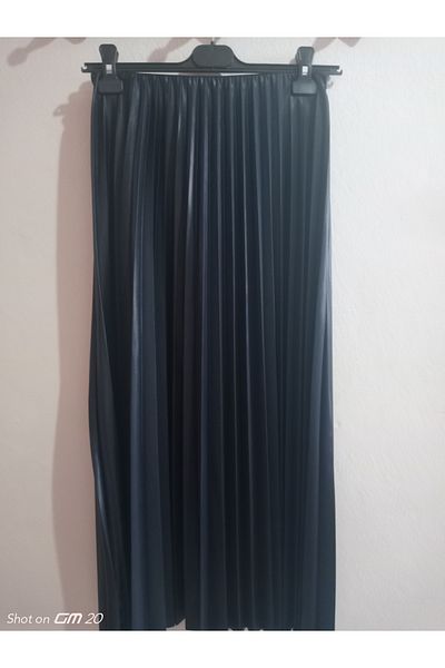 hoaryage Fusta plisată subțire cu aspect de piele lungă - Talie elastică