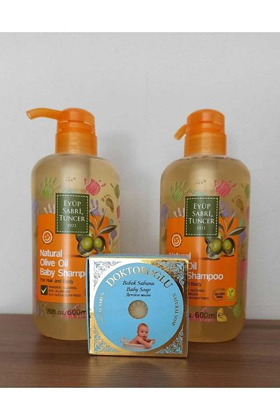 Eyüp Sabri Tuncer Baby Shampoo with Olive Oil 600 ml (2 Pcs) Baby Soap