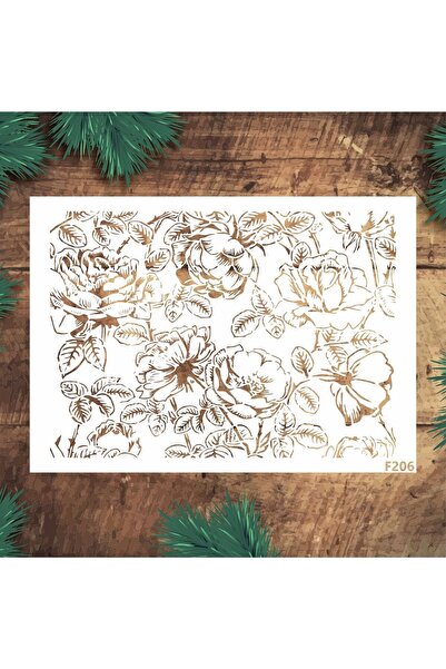 STENCİLTASARIM Stencil Tasarım F206 Gül- Dekoratif Duvar, Eşya, Fayans,Kumaş ...