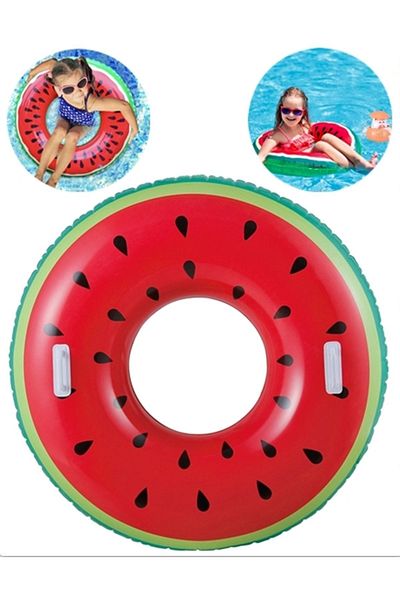 BERMUDA Watermelon Bagel with Holder Inflatable Watermelon Patterned Bagel Sea Bagel Fruit Bagel Pool Watermelon Bagel 76 cm