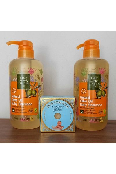 Eyüp Sabri Tuncer Baby Shampoo with Olive Oil 600 ml (2 Pcs) Baby Soap
