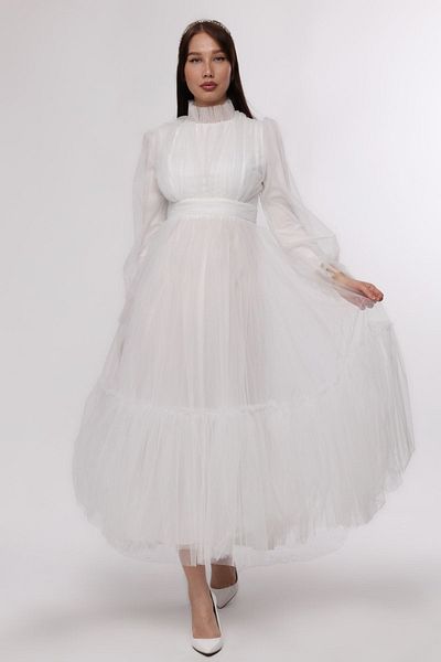 Asees Βραδινό φόρεμα Hijab Dream Tulle Gathered Λεπτομερές βραδινό φόρεμα