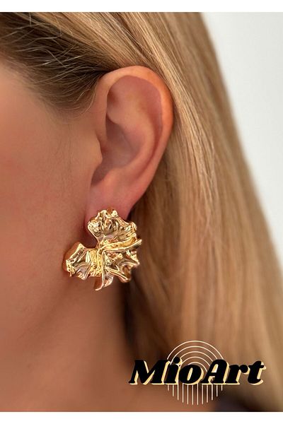 MioArt Pinterest Geometric Flower Patterned Metal Earrings