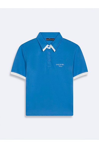 Ltb Κοντομάνικο μπλουζάκι Polo Neck Slogan Slim Relaxed Blue