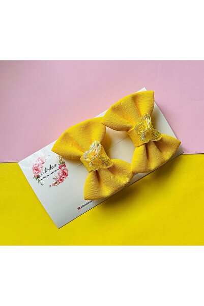 ARDEN HOBİ TASARIM Linen Bow and Side Buckle Set - Butterfly Pattern