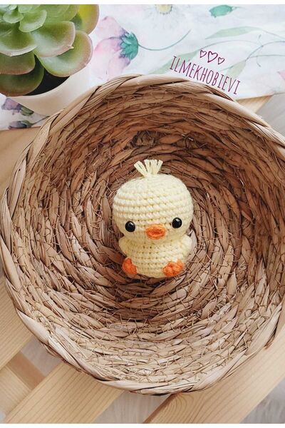 ilmekhobievi Amigurumi Civciv Anahtarlık-Oyuncak Organic Sarı 6cm (1 adet)El Örgüsü