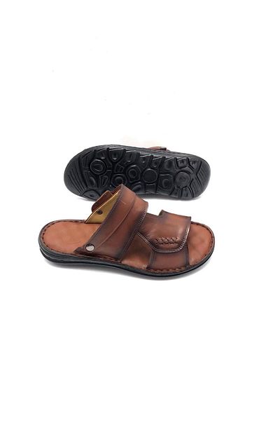 Deritarz Genuine Leather Full Orthopedic Massage Men's Slippers