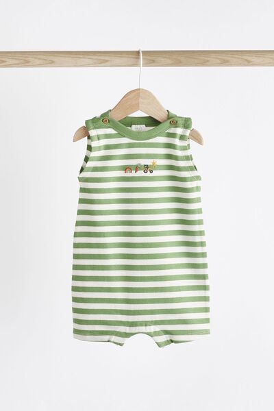 Next Baby Bright Farm Themed 100% Cotton 3 Piece Romper Set