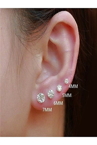 MAZEN 316l Cerrahi Çelik Zirkon Taşlı Kadın Erkek Küpesi ( Tekli)