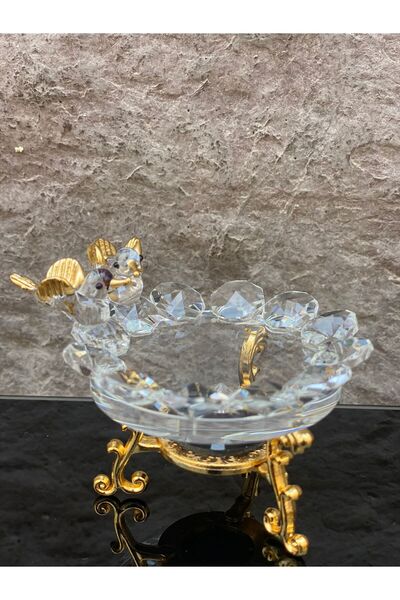 Decorative Crystal Glass Single Transparent Serving Bowl Gold