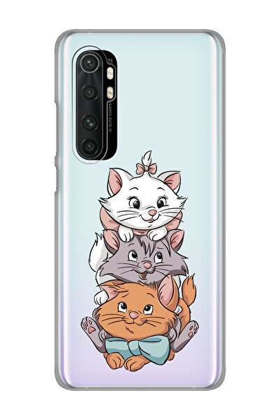 SUPER FRAME Xiaomi Mi Note 10 LITE Uyumlu Marie Kedi Tasarımlı Şeffaf Telefon...