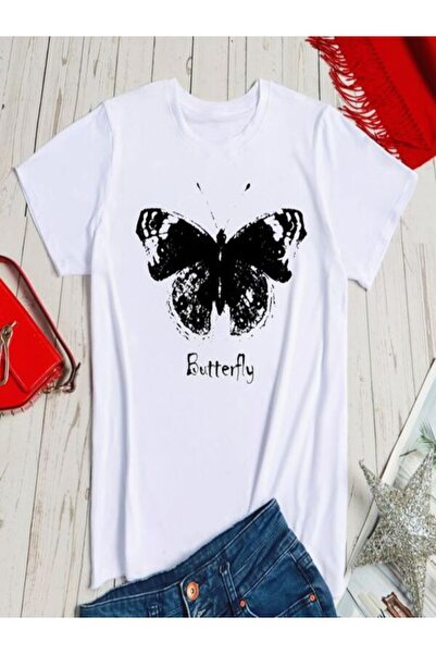 CLASSY.MODA Γυναικείο T-Shirt Single Jersey - Λευκό εμπριμέ μπλουζάκι με κοντ...