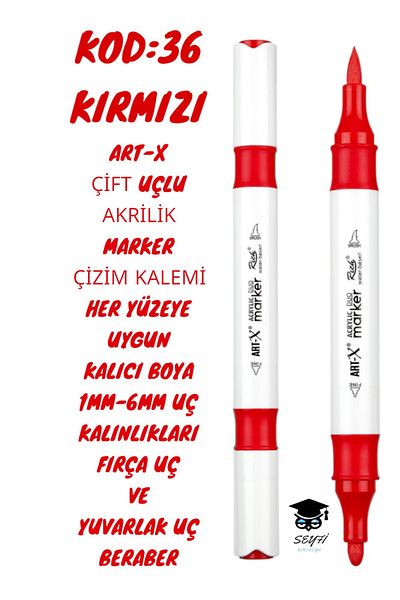 SEYFİKİRTASİYE ART-X Acrylic Marker Double Tips - All Surface Drawing Pen with 1-6 mm Tip Thickness