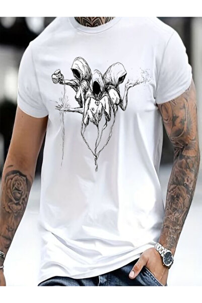 CLASSY.MODA Ανδρικό μπλουζάκι μονόπλευρο - Λευκό μπλουζάκι με κοντό μανίκι με...