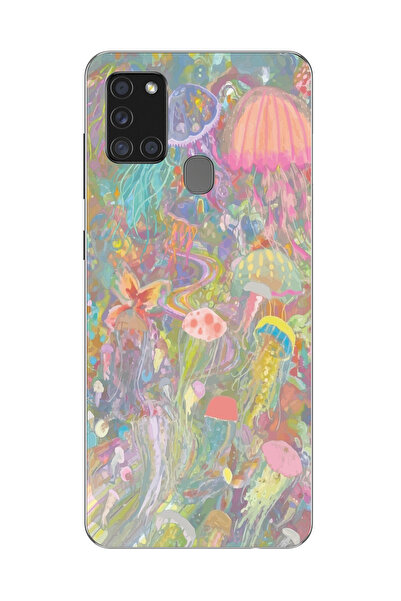 SUPER FRAME Samsung Galaxy A21S Uyumlu Deniz Anası Tasarımlı Şeffaf Telefon K...