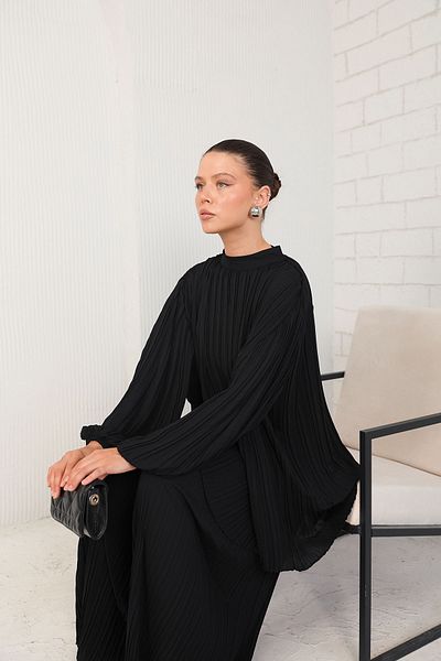 Melike Tatar 32-2212 Model BLACK Pleated Set
