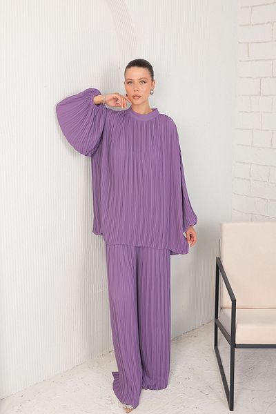 Melike Tatar 32-2212 Model PURPLE Pleated Set