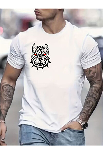 CLASSY.MODA Ανδρικό μπλουζάκι μονόπλευρο - Λευκό μπλουζάκι με κοντό μανίκι με...