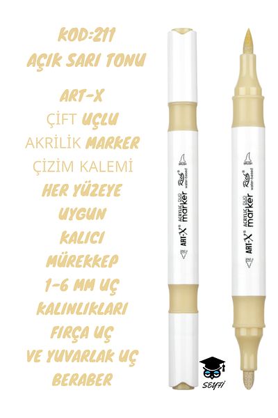 SEYFİKİRTASİYE ART-X Acrylic Marker Double Tips - All Surface Drawing Pen with 1-6 mm Tip Thickness