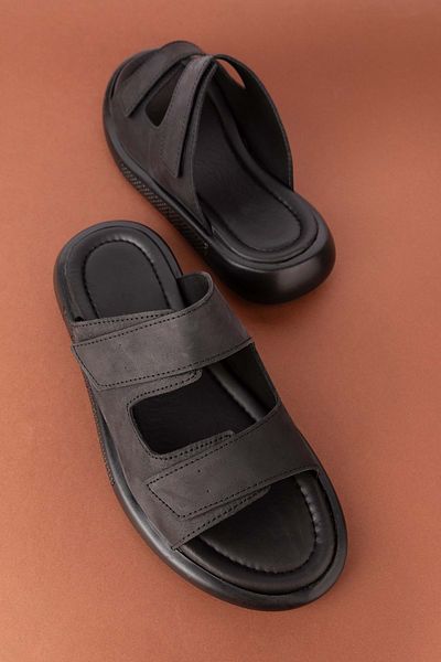Gondol Genuine Leather Men's Slippers - Velcro and Adjustable Comfortable Design esm.6016