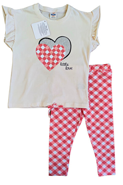 WOW 3-4-5-6 Years Girl's T-Shirt and Capri Tights Set - Gingham Patterned Sum...