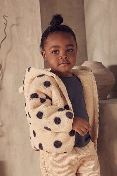 Next Baby Cream Polka Dot Zippered Hooded Jacket