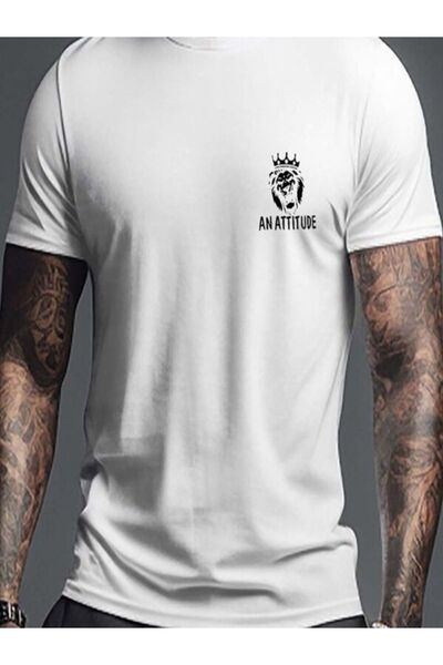 CLASSY.MODA Ανδρικό μπλουζάκι μονόπλευρο - Λευκό μπλουζάκι με κοντό μανίκι με λαιμόκοψη