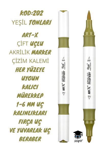 SEYFİKİRTASİYE ART-X Acrylic Marker Double Tips - All Surface Drawing Pen with 1-6 mm Tip Thickness