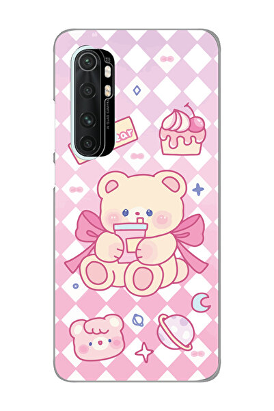 SUPER FRAME Xiaomi Mi Note 10 LITE Uyumlu Happy Bear Tasarımlı Şeffaf Telefon...