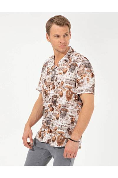 Pierre Cardin Ανδρικό Καφέ Πουκάμισο - Μοντέλο Kisakol G021SZ004.000.1369647