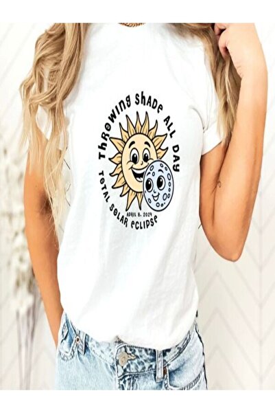 CLASSY.MODA تي شيرت نسائي من جيرسي واحد - تي شيرت أبيض مطبوع كبير الحجم بياقة...