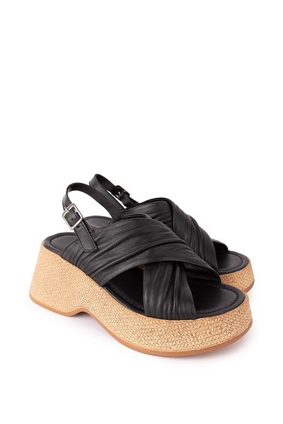 Gondol Women's Genuine Leather Wedge Heels Comfortable Daily Sandals Tlh.78