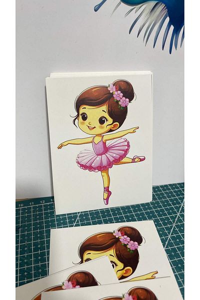 ButikSosyetik Buckle Card for Girls Ballerina - 9x15 cm, 49 Pieces