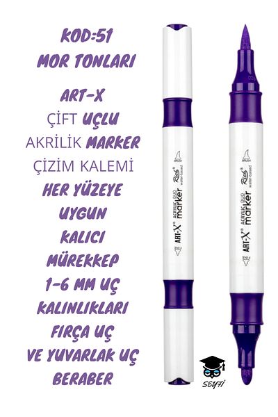 SEYFİKİRTASİYE ART-X Acrylic Marker Double Tips - All Surface Drawing Pen with 1-6 mm Tip Thickness