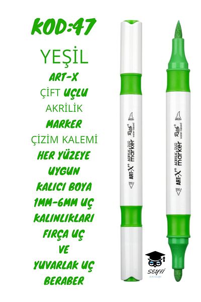 SEYFİKİRTASİYE ART-X Acrylic Marker Double Tips - All Surface Drawing Pen with 1-6 mm Tip Thickness