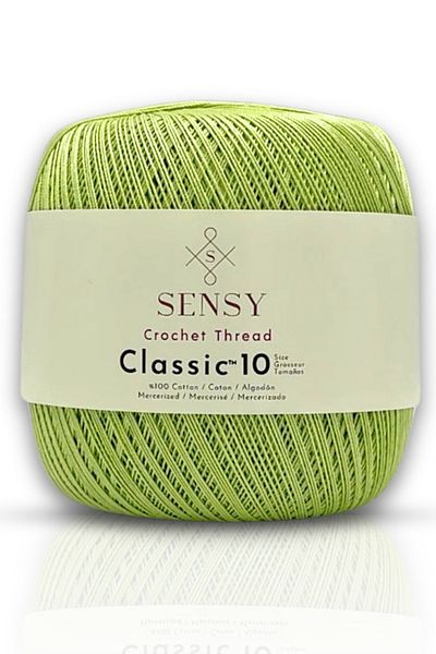 SENSY 100% Mercerized Cotton - Giza Corn Cotton, Pistachio Green Classic 10 Crochet String, Lace String