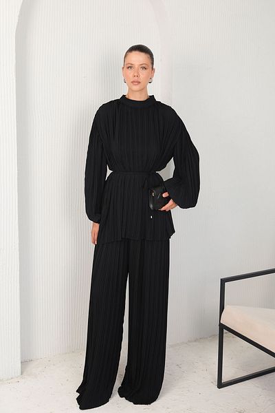 Melike Tatar 32-2212 Model BLACK Pleated Set