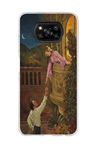 SUPER FRAME Poco X3 PRO / X3 NFC Uyumlu Romeo ve Juliet Tasarımlı Şeffaf Tele...