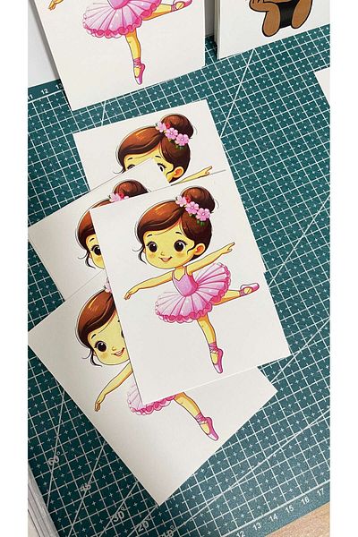 ButikSosyetik Buckle Card for Girls Ballerina - 9x15 cm, 49 Pieces