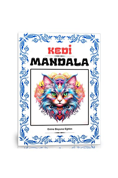 Enine Boyuna Eğitim Kedi Mandala Boyama Kitabı (Kedigiller Familyası)