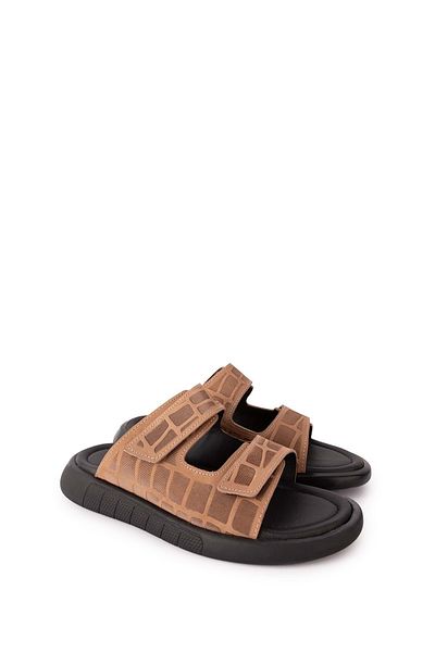 Gondol Papuci pentru bărbați din piele naturală - Design confortabil cu velcro și reglabil esm.6016